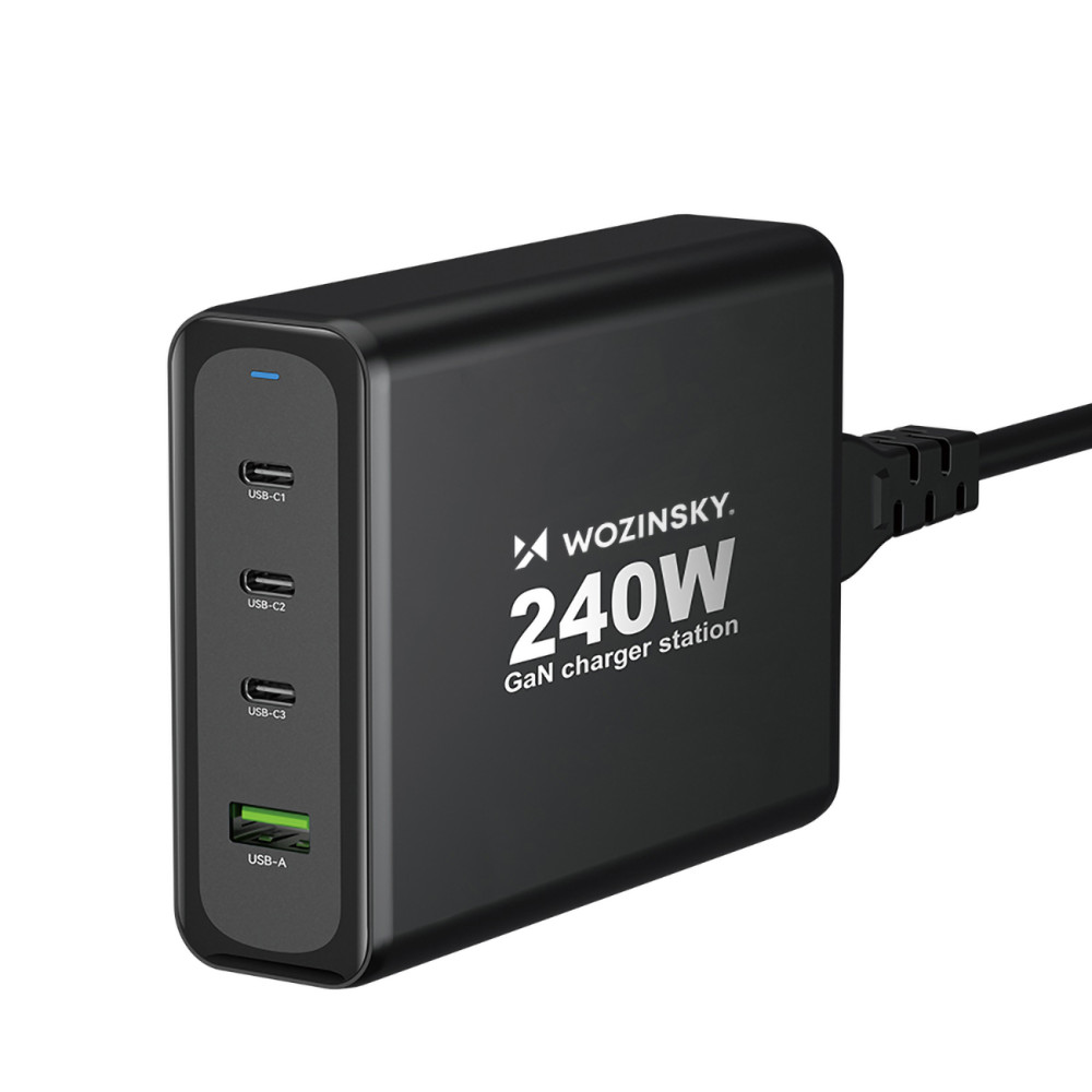 GAN 240W USB-A 3x carregador de rede USB-C