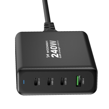 GAN 240W USB-A 3x carregador de rede USB-C