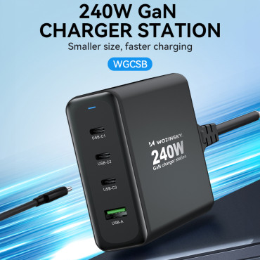 GAN 240W USB-A 3X USB-C Nätverksladdare