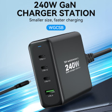 GAN 240W USB-A 3x carregador de rede USB-C