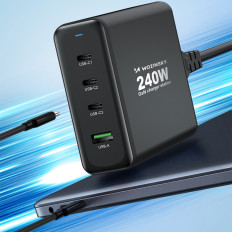 GAN 240W USB-A 3x carregador de rede USB-C