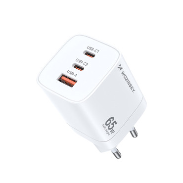 GAN 65W 100-240V USB-A 2x Capítulo Branco USB-C