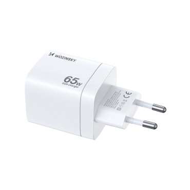 GAN 65W 100-240V USB-A 2x USB-C λευκό κεφάλαιο USB-C