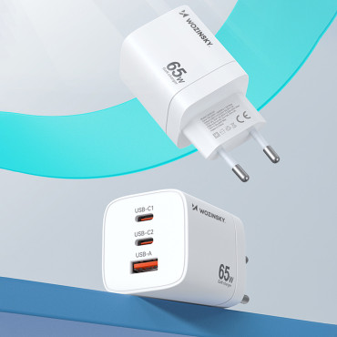 GAN 65W 100-240V USB-A 2x USB-C White peatükk