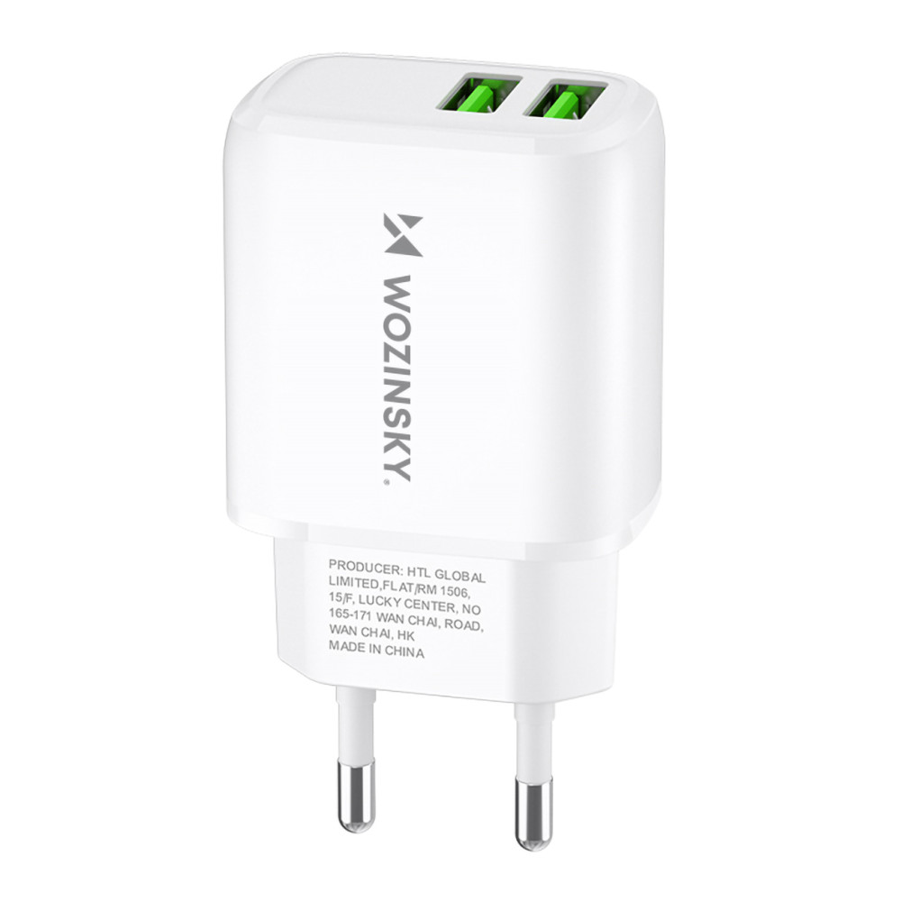 Un chargeur de réseau 100-240V 30W 2.4A 2x USB-A blanc