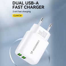 Tīkla lādētājs 100-240V 30W 2.4A 2x USB-balts