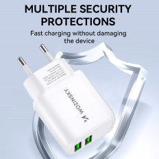 Tīkla lādētājs 100-240V 30W 2.4A 2x USB-balts