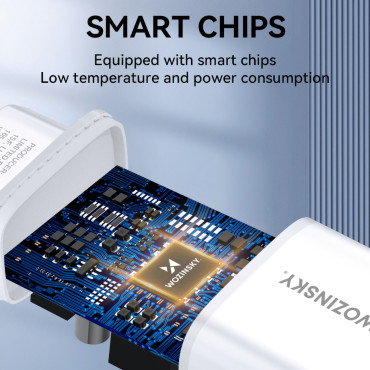 Ένα φορτιστή δικτύου 100-240V 30W 2.4A 2x USB-ένα λευκό