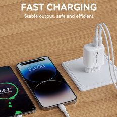 Tīkla lādētājs 100-240V 30W 2.4A 2x USB-balts