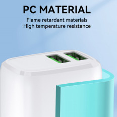 Tīkla lādētājs 100-240V 30W 2.4A 2x USB-balts