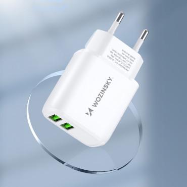 Tīkla lādētājs 100-240V 30W 2.4A 2x USB-balts