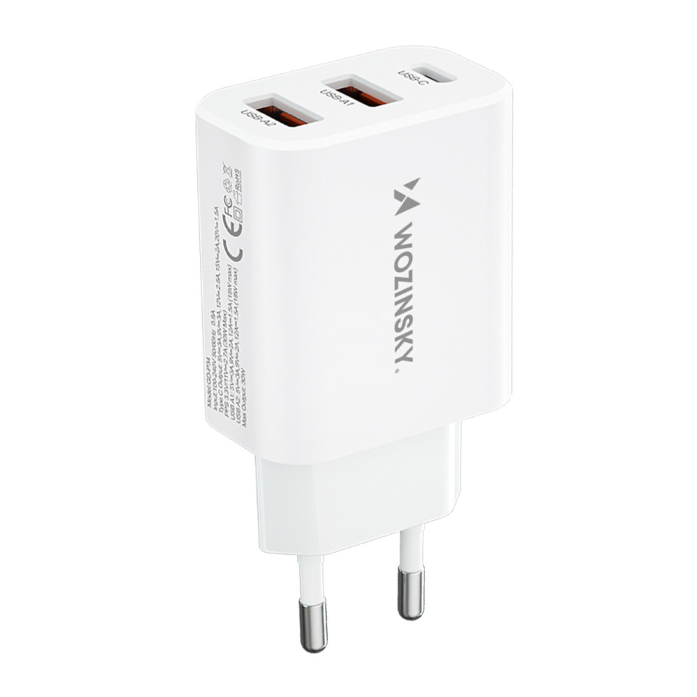 100-240V 30W USB-C 2x USB-ένα λευκό φορτιστή