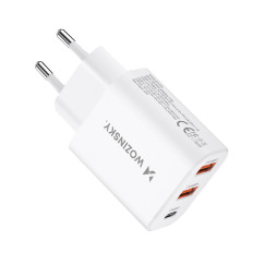 100-240V 30W USB-C 2X USB-A cargador blanco