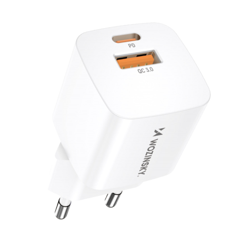 PD QC 3.0 100-240V 20W USB-C USB-A Weiß