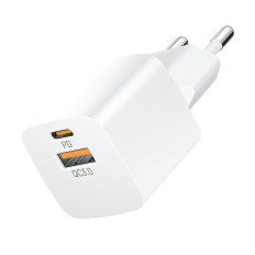 PD QC 3.0 100-240V 20W USB-C USB-A blanc