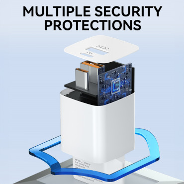 Pd QC 3.0 100-240V 20W USB-C USB-A Biela