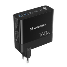 Mrežni punjač 100-240v Gan 140w 3x USB-C / 2x USB-Crna