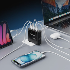 Nätverksladdare 100-240V GAN 140W 3x USB-C / 2X USB-A Black