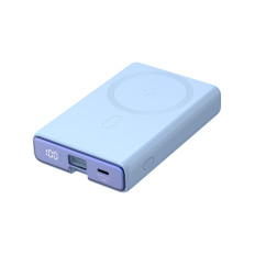PowerBank magnētiskais 10000mAh 20W ar Statīvu + zibens kabeli - USB-C Zils
