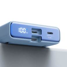 PowerBank magnētiskais 10000mAh 20W ar Statīvu + zibens kabeli - USB-C Zils