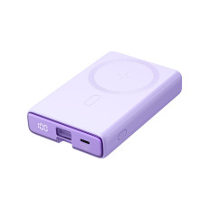 PowerBank Magnetic 10000MAH 20W jalustalla + salamankaapeli - USB-C violetti