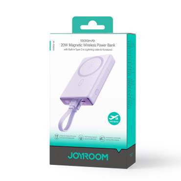 PowerBank Magnetic 10000MAH 20W jalustalla + salamankaapeli - USB-C violetti