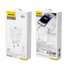 USB-A-nätverksladdare med en kabel för iPhone USB-A - Lightning White
