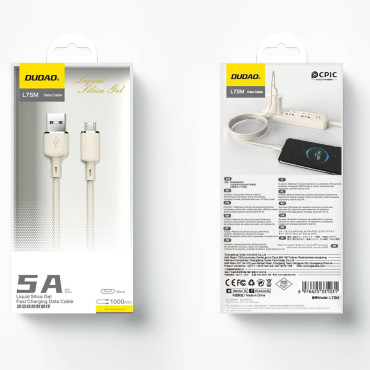 Kabel SR USB-a vyztužený kabel - mikrovlnka 5A 1m béžová
