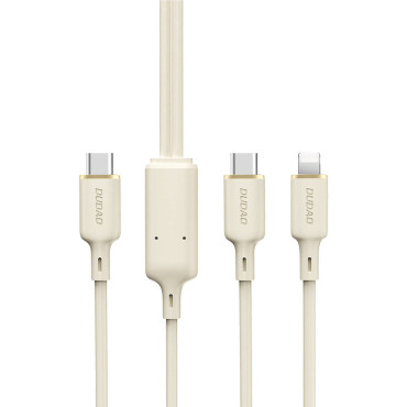 2in1 καλώδιο SR USB-C ενισχυμένο καλώδιο - USB-C / Lightning 100W 1.2m μπεζ
