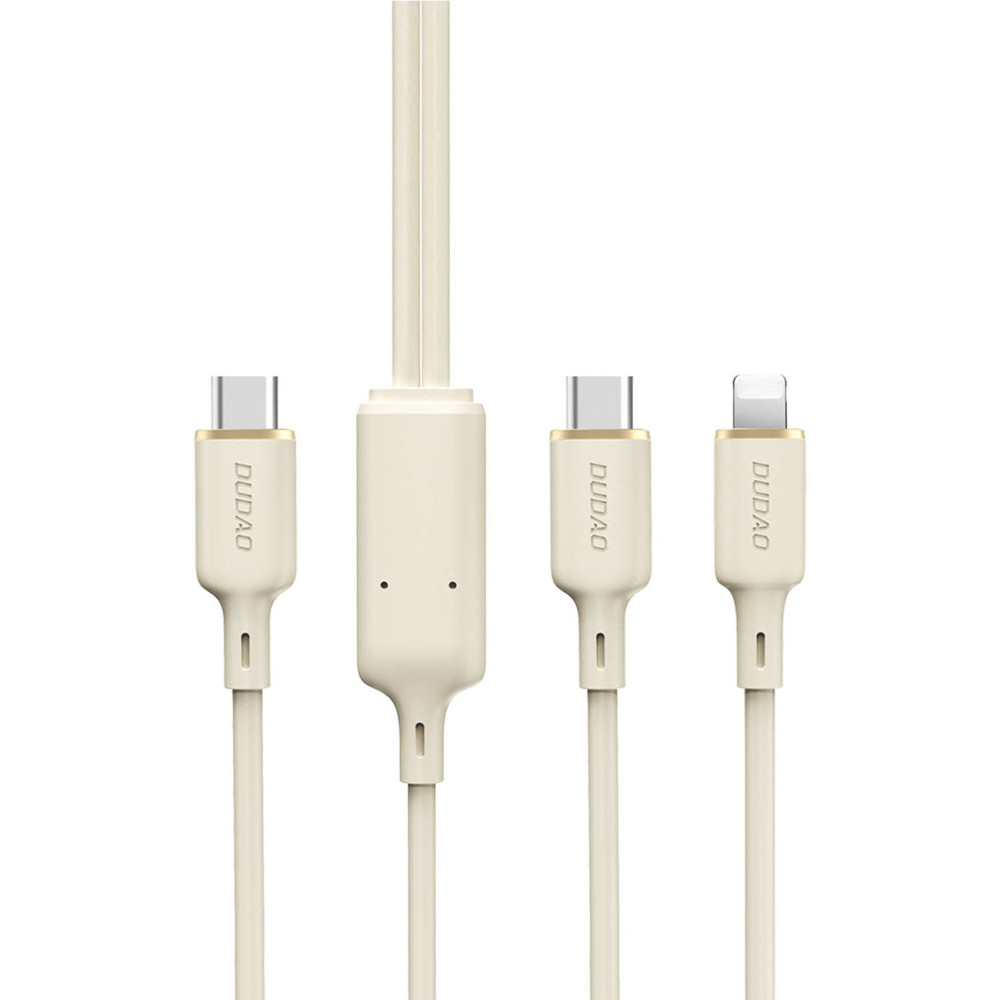 2In1 Cable SR USB-C Pastiprināts kabelis - USB-C / Lightning 100w 1.2m smilškrāsas