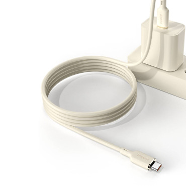 2in1 Kabel SR USB-C Forstærket kabel - USB-C / Lyn 100W 1.2m Beige