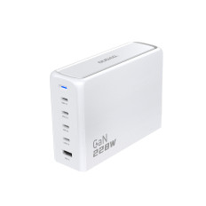 Tinklo krautuvas GAN 1X USB-A 4X USB-C PD 228W su kabeliu 1.5m Balta