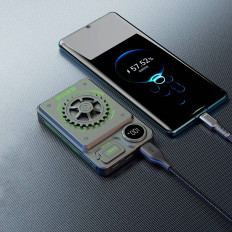 Tyylikäs PowerBank 10000mAh 22.5w USB-A / USB-C, jossa harmaa näyttö
