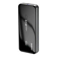 Powerbank 20000mAh 65W 1x USB-C 2x USB-A con un interruptor en negro
