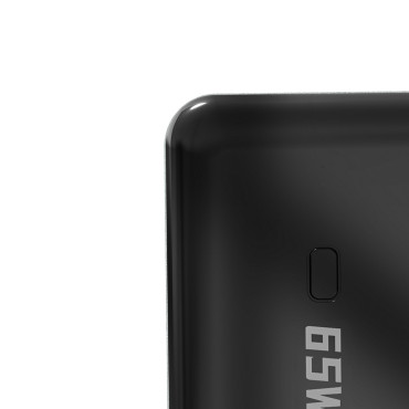 POWERBANK 20000MAH 65W 1X USB-C 2X USB-A su ekranu juoda