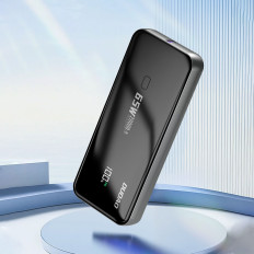 Powerbank 20000mAh 65W 1x USB-C 2x USB-A med display svart