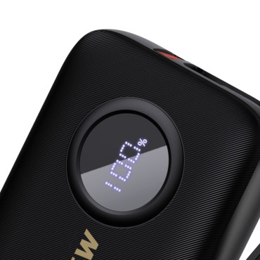 PowerBank 10000mAh ar USB-C / Zibens kabeļi melni