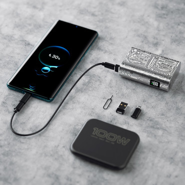 Stilīgs PowerBank 10000mAh USB-A / USB-C 22.5W Sudrabs