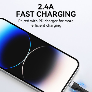 Filo di cavi per iPhone in USB-A Shelter - Lightning 2.4a 1m nero