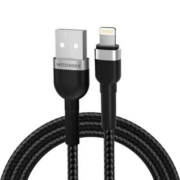 Kabel tråd för iPhone i USB-ett skydd - Lightning 2.4a 2m svart