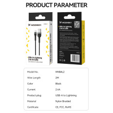 Cavo per iPhone in USB-A Shelter - Lightning 2.4a 2m Nero