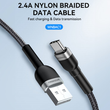 Kabelkabel i USB-A-kortplats - USB-C 2.4A 1M Svart