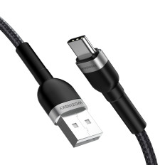 Kabelinė kabelis USB-a pastoge - USB-C 2.4A 2M juoda