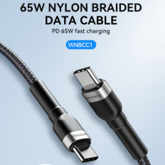 Câble câble dans un refuge USB-C - USB-C PD 65W 1M Noir