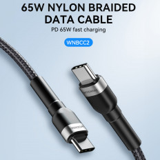 Kabelkabel in USB-C-Shelter - USB-C PD 65W 2M schwarz