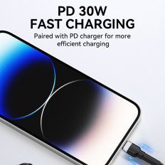 Kabeltråd for iPhone USB-C - Lightning PD 30W 1M Svart