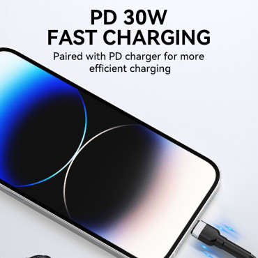 Káblový vodič pre iPhone USB-C - Lightning PD 30W 2M ČIERNY