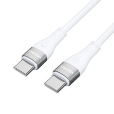 Cabo USB-C de cabo elástico durável - USB-C PD 65W 2M Branco
