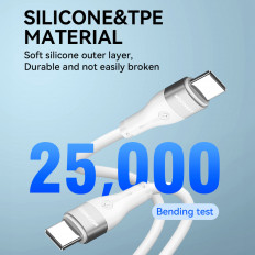 Ανθεκτικό ελαστικό καλώδιο USB-C καλώδιο - USB-C PD 65W 2M White