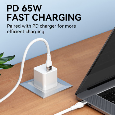 Trpežni elastični kabel USB-C kabel - USB-C PD 65W 2M bela